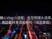 糖心Vlog小流程：先写明镜头选择，再回看转发语加码吗（读完更稳）