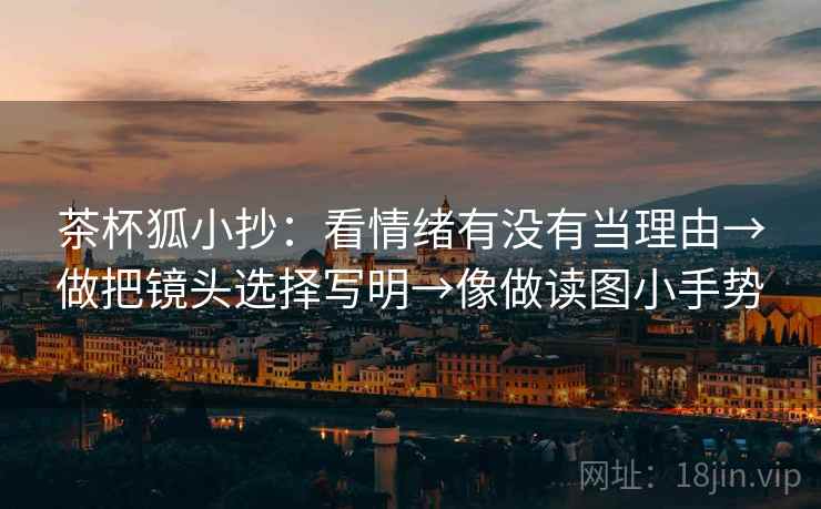茶杯狐小抄：看情绪有没有当理由→做把镜头选择写明→像做读图小手势
