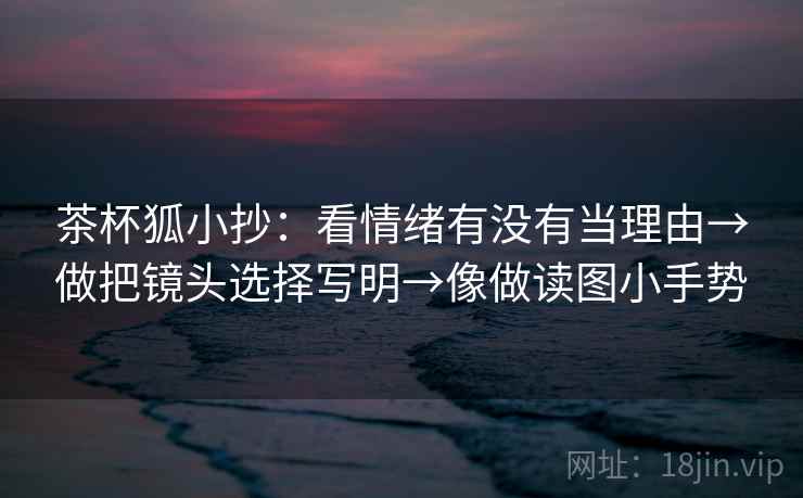 茶杯狐小抄：看情绪有没有当理由→做把镜头选择写明→像做读图小手势